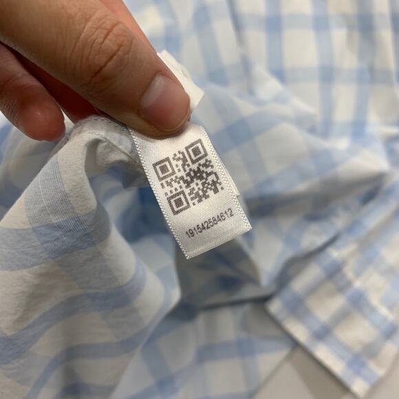 Bonobos Shirt Mens M Medium White Blue Cotton Standard Fit Windowpane Plaid - Picture 11 of 13